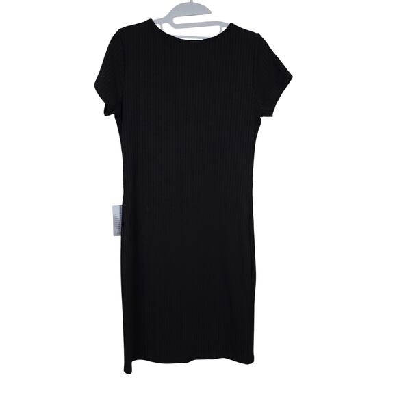 NEW NWT Women's The Vanity Room Black Ribbed Knit Wrap Dress | Size Medium - Picture 2 of 10